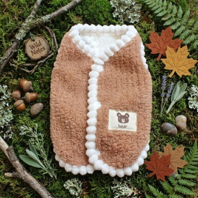 Pull chien teddy bear marron blanc automne fourrure douce