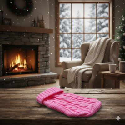 pull pour chien rose tricote hiver cheminee neige confort chaleur cocooning