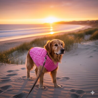 pull pour chien tricote hiver chaud confort col roule rose violet