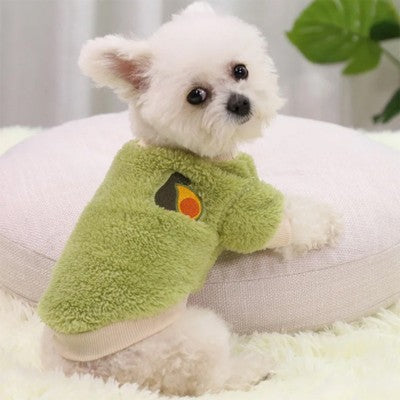 Pull pour chien vert polaire teddy avocat broderie chiot porte