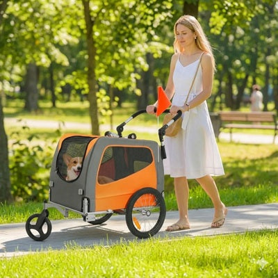 Remorque à vélo pour chien poussette femme parc corgi
