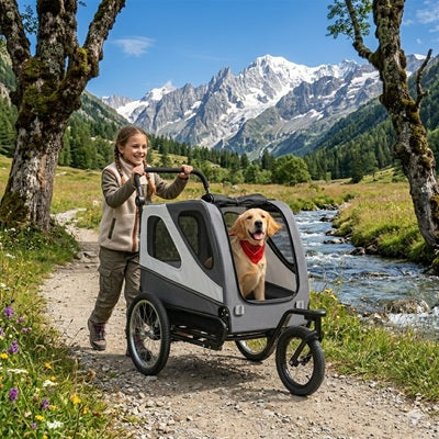 remorque vélo pour chien grande race golden retriever montagne