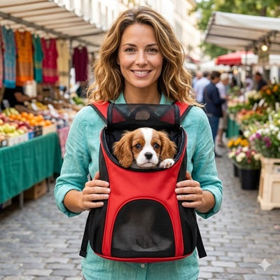 sac a dos chien rouge marche femme cavalier king charles