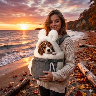 sac chien gris blanc oreilles bandouliere plage confortable premium portable accessoire