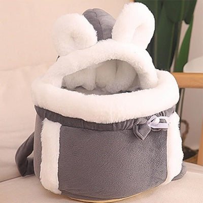 sac chien gris blanc oreilles niche douillet premium accessoire canin confort