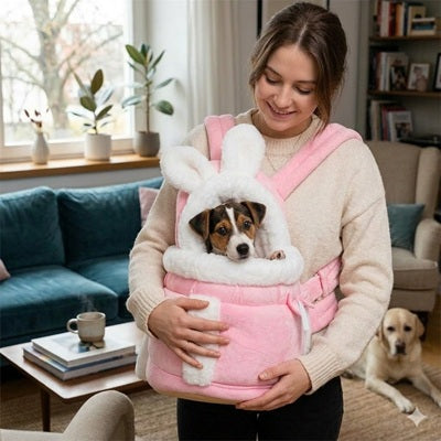 sac chien rose blanc oreilles bandouliere peluche confortable premium portable accessoire