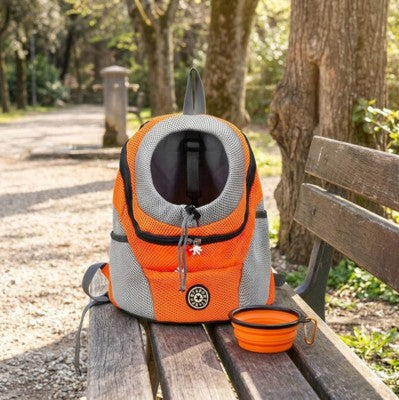 sac de transport chien orange sac à dos banc parc gamelle pliable