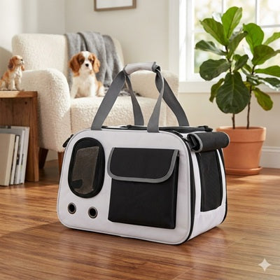 sac de transport pour chien noir blanc interieur maison cavalier king