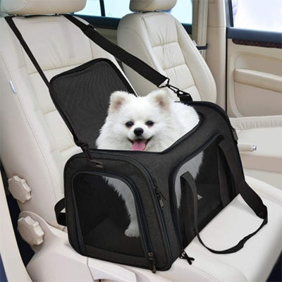 sac pour chien noir voiture chien blanc heureux securise voyage confortable premium