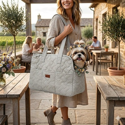 sac pour transport chien gris shih tzu terrasse provencale