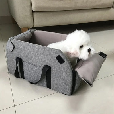 sac pour transporter chien gris bichon blanc maison confortable coussin amovible