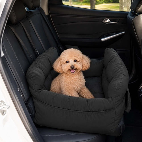 Siège auto chien gris rembourré caniche abricot banquette arrière