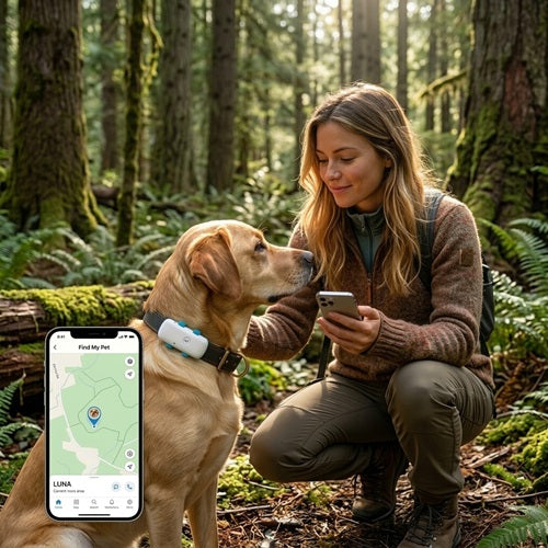 Traceur chien sans abonnement localisation GPS forêt application mobile collier connecté