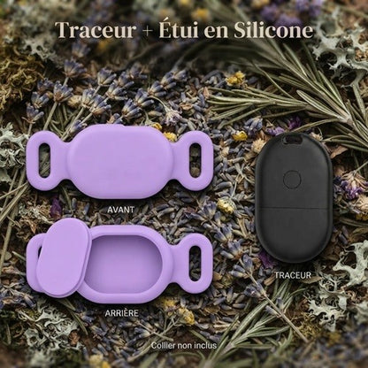 Traceur GPS chien sans abonnement étui silicone lavande collection