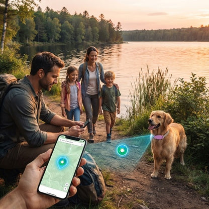 Traceur GPS chien sans abonnement famille lac Golden Retriever collier