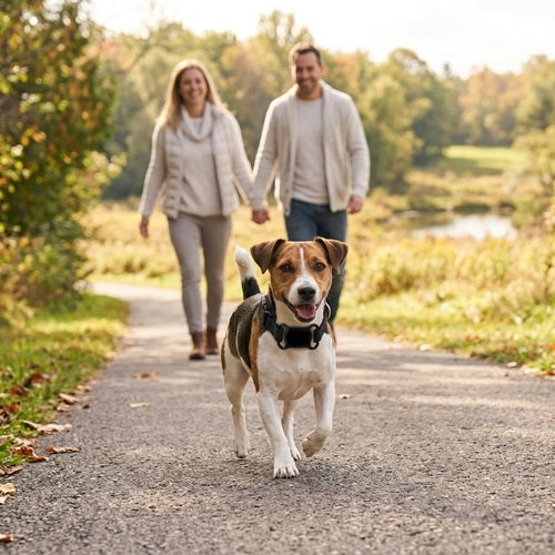 Traceur GPS pour chien sans abonnement balade en famille au parc