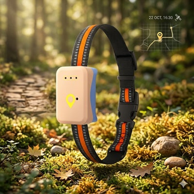 Tracker GPS chien collier sentier forêt satellite localisation temps réel