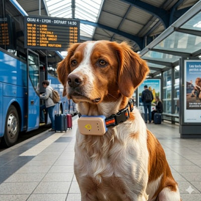 Tracker GPS chien voyage gare routière pays sécurité
